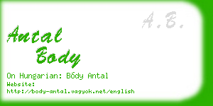 antal body business card